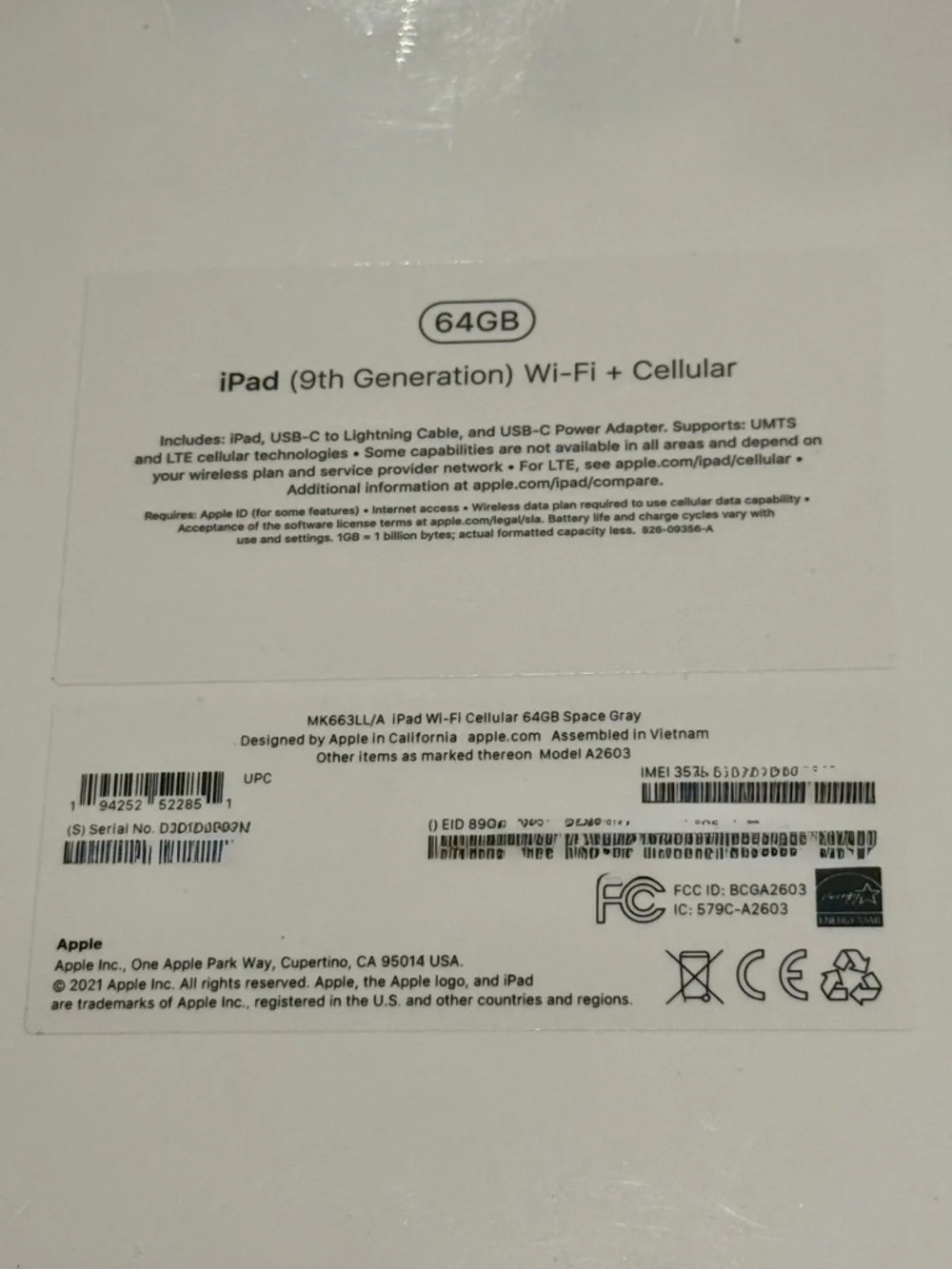 iPad 9th Generation New in Box FACTORY SEALED Shrink Wrapped Space Gray